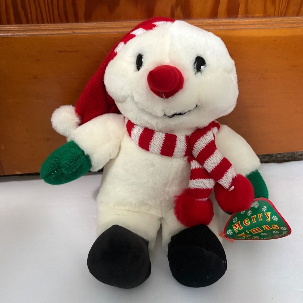 Vintage 90s Cuddle Wit Snowman Plush Christmas Holiday Stuffed Animal